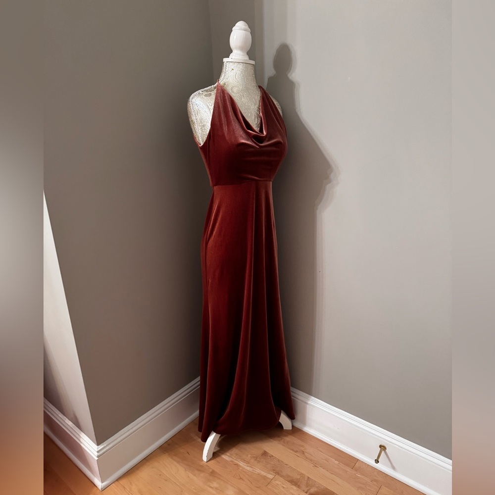 Jenny Yoo English Dusty Rose Sullivan Dress Size 0 Stretch Velvet - Picture 5 of 16